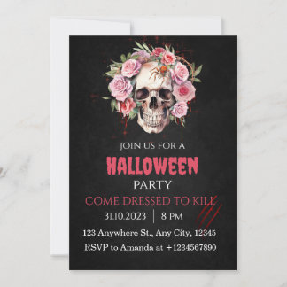 Halloween Skull Rose Party Einladung Erwachsene
