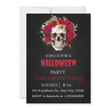 Halloween Skull Rose Party Einladung Erwachsene