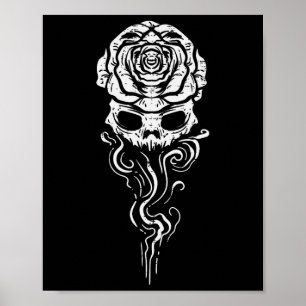 Halloween Skull Rose Rauch Skelett Gothic Kostüm Poster
