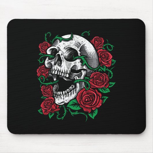 Halloween Skull Rose Skeleton Geschenkidee Mousepad (Vorne)