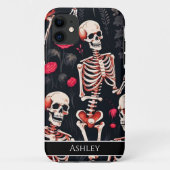 Halloween Skull Rote Rosen Personalisiert Case-Mate iPhone Hülle (Rückseite)
