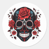 Halloween Skull Runder Aufkleber (Vorderseite)