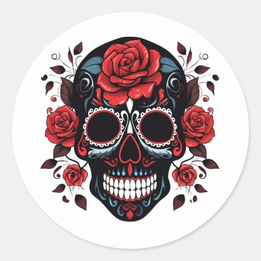 Halloween Skull Runder Aufkleber (Vorderseite)