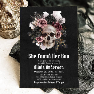 Halloween Skull Sie fand ihr Boo-Brautparty Einladung