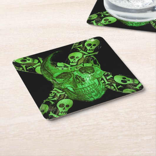 Halloween Skull Square #2 Rechteckiger Pappuntersetzer (angewinkelt)