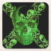 Halloween Skull Square #2 Rechteckiger Pappuntersetzer (Vorderseite)