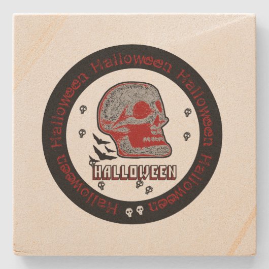 Halloween Skull Steinuntersetzer (Vorderseite)