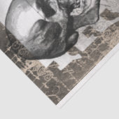 Halloween Skull und Black Cat Script Ephemera Seidenpapier (Ausschnitt)