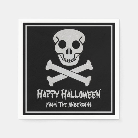 Halloween Skull und Bones Napkins Serviette (Vorderseite)