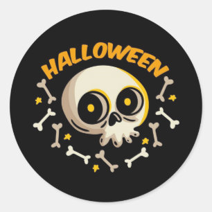 Halloween Skull und Knochen Runder Aufkleber