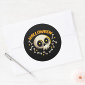 Halloween Skull und Knochen Runder Aufkleber (Umschlag)