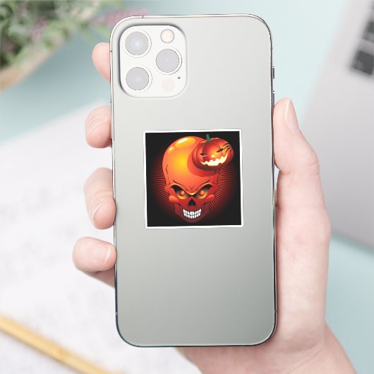 Halloween Skull und Pumpkin Aufkleber (Telefon)