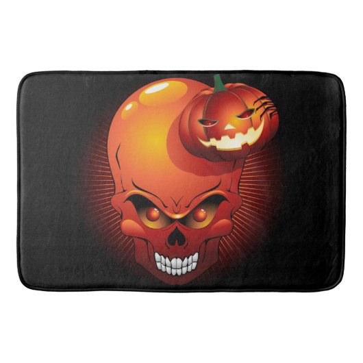 Halloween Skull und Pumpkin Badematte (Vorderseite)