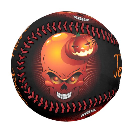 Halloween Skull und Pumpkin Baseball (Vorderseite Links)