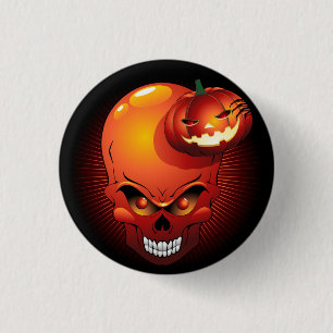 Halloween Skull und Pumpkin Button