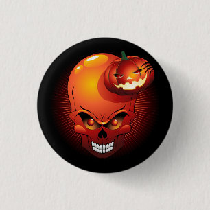 Halloween Skull und Pumpkin Button