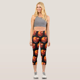 Halloween Skull und Pumpkin Capri Leggings
