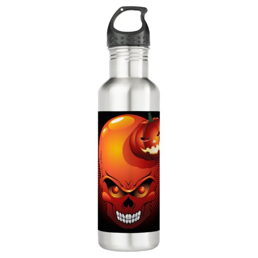 Halloween Skull und Pumpkin Edelstahlflasche (Vorderseite)