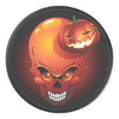 Halloween Skull und Pumpkin Eishockey Puck (Vorderseite)
