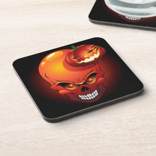 Halloween Skull und Pumpkin Getränkeuntersetzer (Linke Seite)