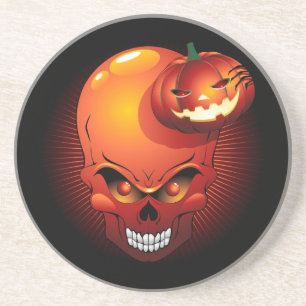 Halloween Skull und Pumpkin Getränkeuntersetzer