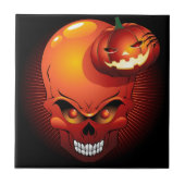 Halloween Skull und Pumpkin-Kachel Fliese (Vorderseite)