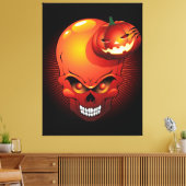 Halloween Skull und Pumpkin Leinwanddruck (Insitu (Wohnzimmer))