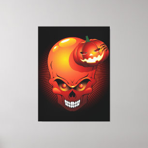Halloween Skull und Pumpkin Leinwanddruck