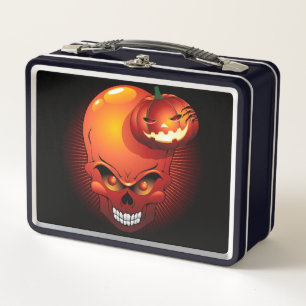 Halloween Skull und Pumpkin Metall Brotdose