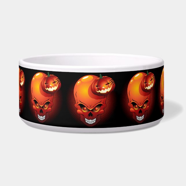 Halloween Skull und Pumpkin Napf (Vorderseite)