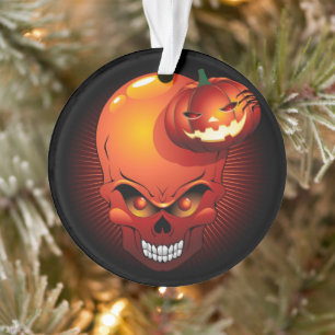 Halloween Skull und Pumpkin Ornament