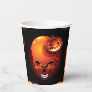 Halloween Skull und Pumpkin Pappbecher