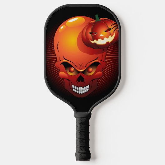 Halloween Skull und Pumpkin Pickleball Schläger (Vorderseite)