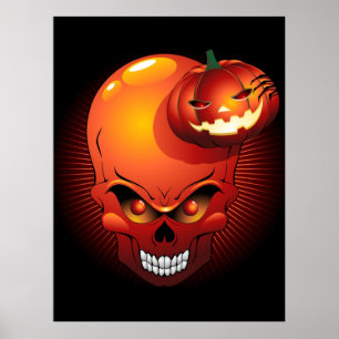 Halloween Skull und Pumpkin Poster