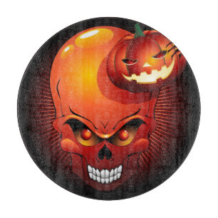 Halloween Skull und Pumpkin Schneidebrett