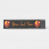 Halloween Skull und Pumpkin Schreibtischnamensplakette (Vorderseite )
