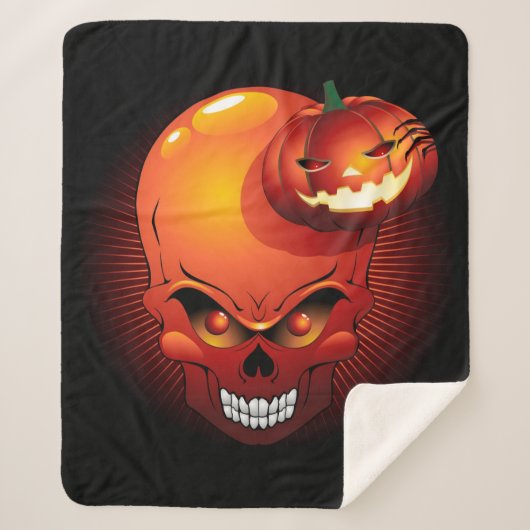 Halloween Skull und Pumpkin Sherpadecke (Vorderseite)
