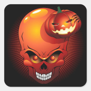 Halloween Skull und Pumpkin Sticker