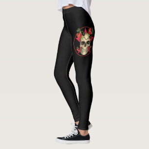 Halloween Skull und Rose Leggings