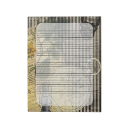 Halloween Skull Vintag Clock und Green Pumpkin Notizblock