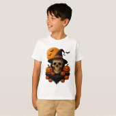 Halloween Skull With Pumpkins and Witch Hat T-Shir T-Shirt (Vorne ganz)