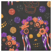 Halloween-Skullies mit Blumenkronen Stoff (Muster)