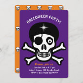 Halloween-Skulls auf Orange & PurpIe-Einladung Einladung (Vorne/Hinten)