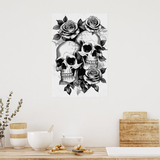 Halloween Skulls Digital Art Download, Albtraum Poster (Küche)