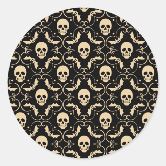Halloween-Skulls & Fledermäuse Party Runder Aufkleber (Vorderseite)