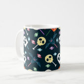 Halloween Skulls & Ghosts Candy Pattern Tasse (Vorderseite Links)