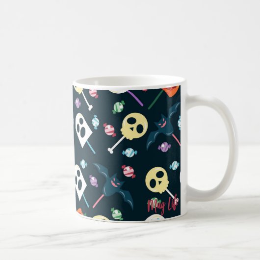 Halloween Skulls & Ghosts Candy Pattern Tasse (Rechts)
