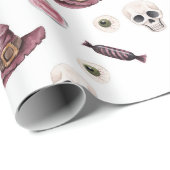 Halloween Skulls, Hexenhats, Tränke und Eyeball Geschenkpapier (Rolleneckpunkt)