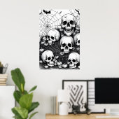Halloween Skulls Horror, Spooky Bats Albtraum Poster (Heimbüro)