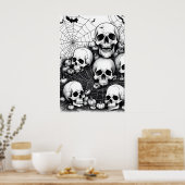 Halloween Skulls Horror, Spooky Bats Albtraum Poster (Küche)